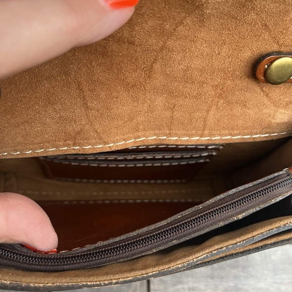 Patricia Nash Torri Crossbody British Tan Leather Purse Clutch Removable Strap - Picture 7 of 9